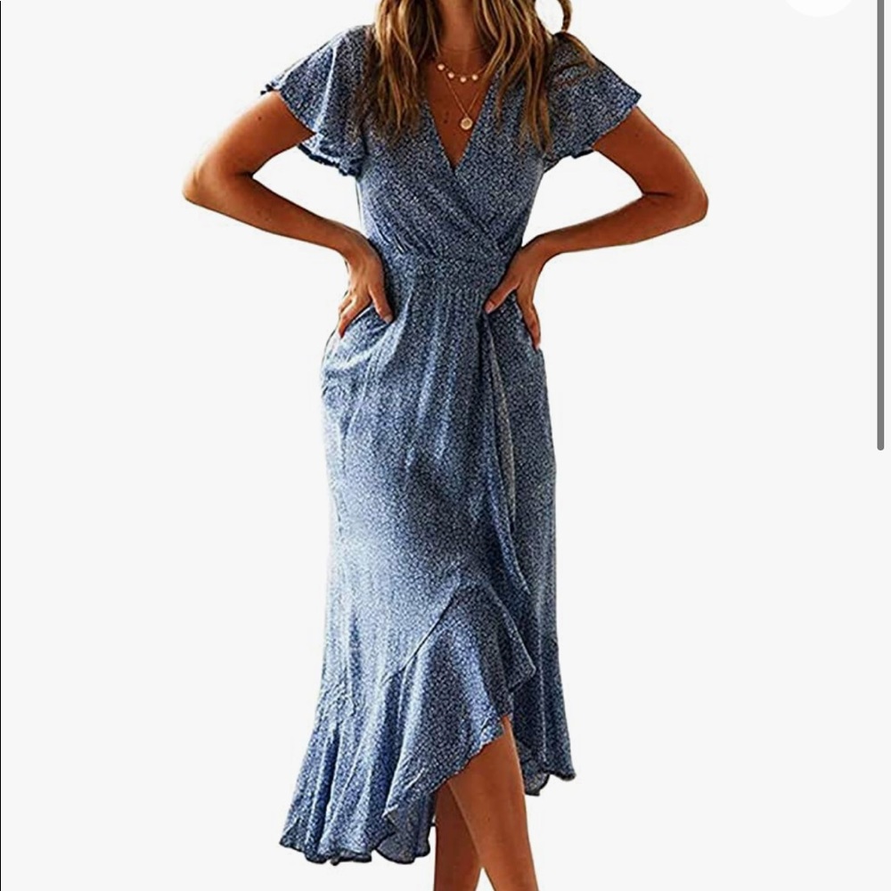 Light Blue floral maxi dress